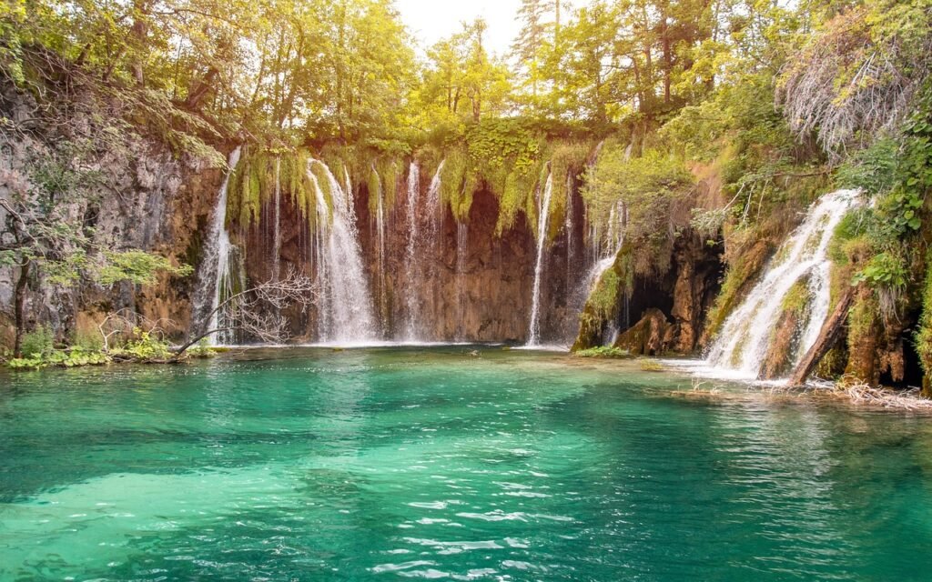 lake, waterfall, croatia