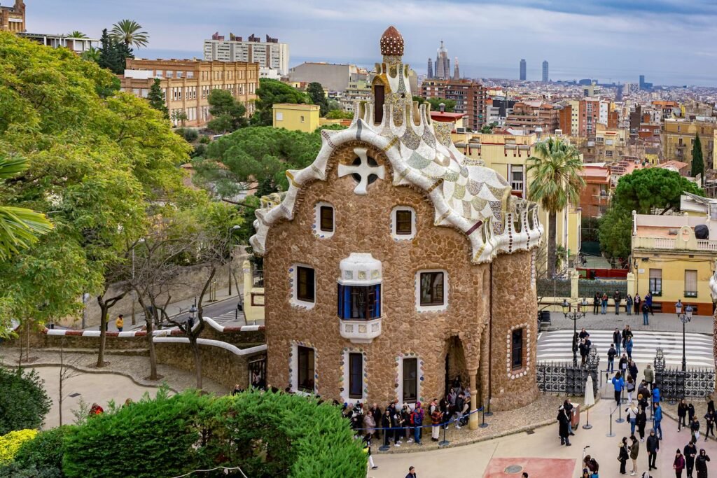 Building at the Entrance to the Park Guell in Barcelona, ​​Catalonia, Spain