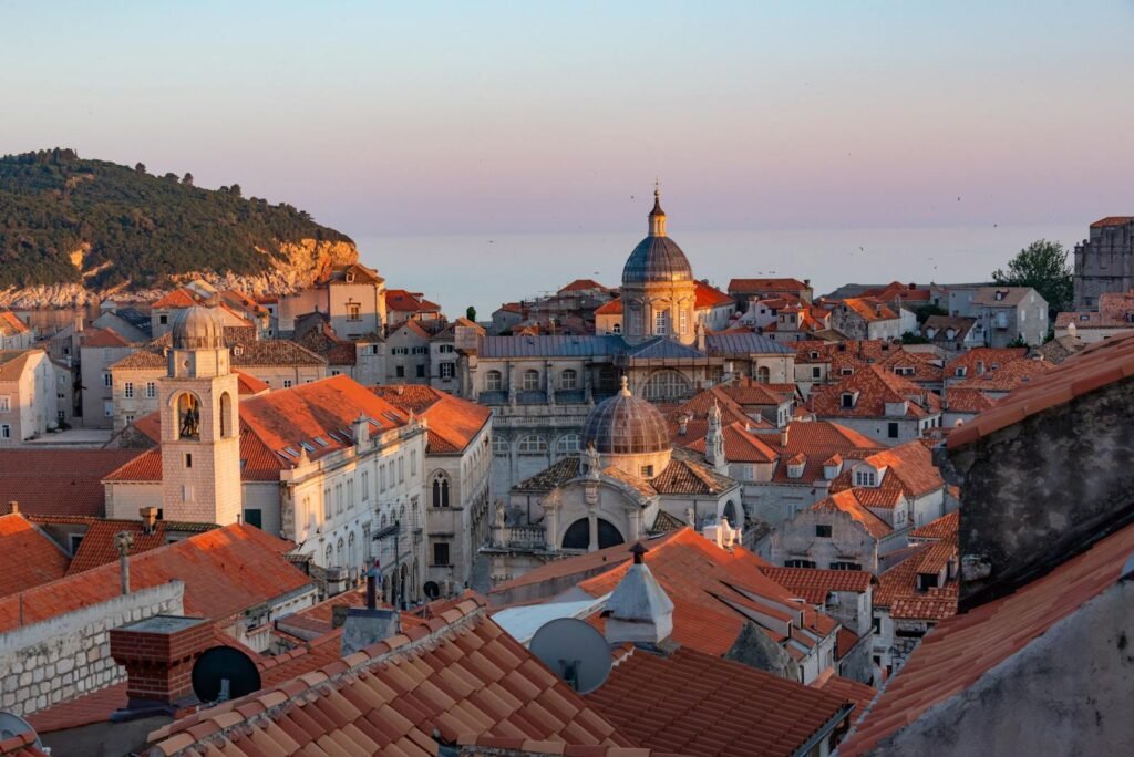 Cityscape of Dubrovnik with Church Dome in the Middle