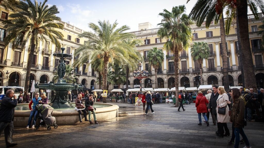 barcelona, square, spain