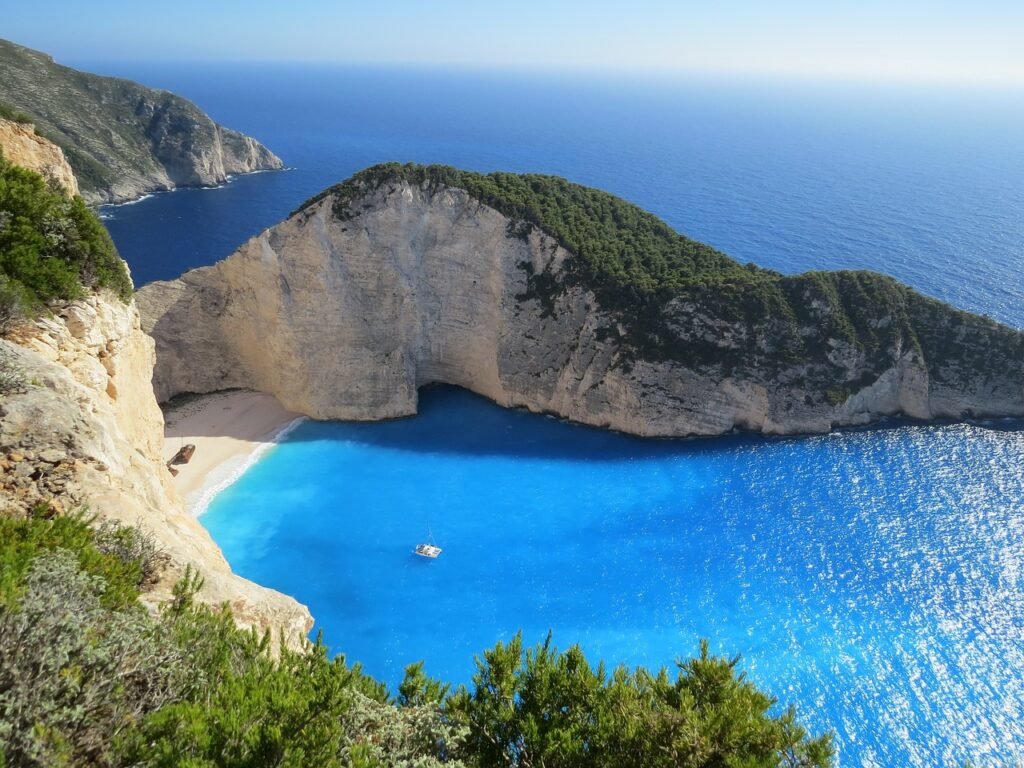 beach, cliff, bay