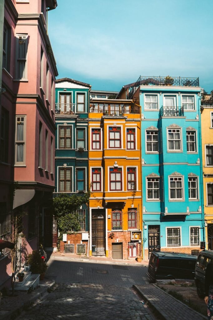 Photo of Colorful Buildings Under Blue Sky