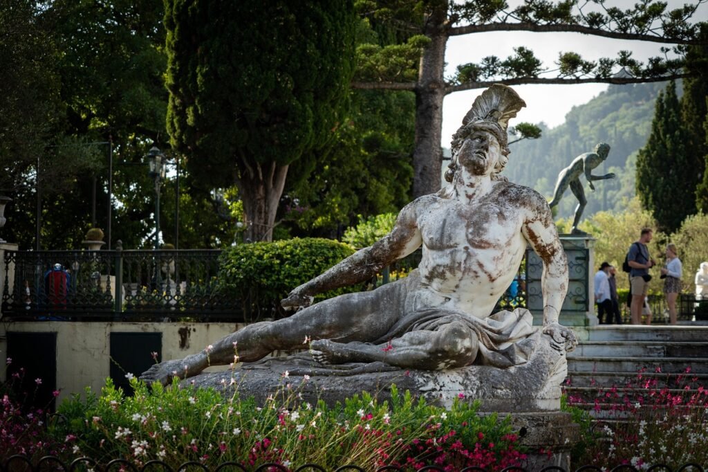 park, achilles statue, nature