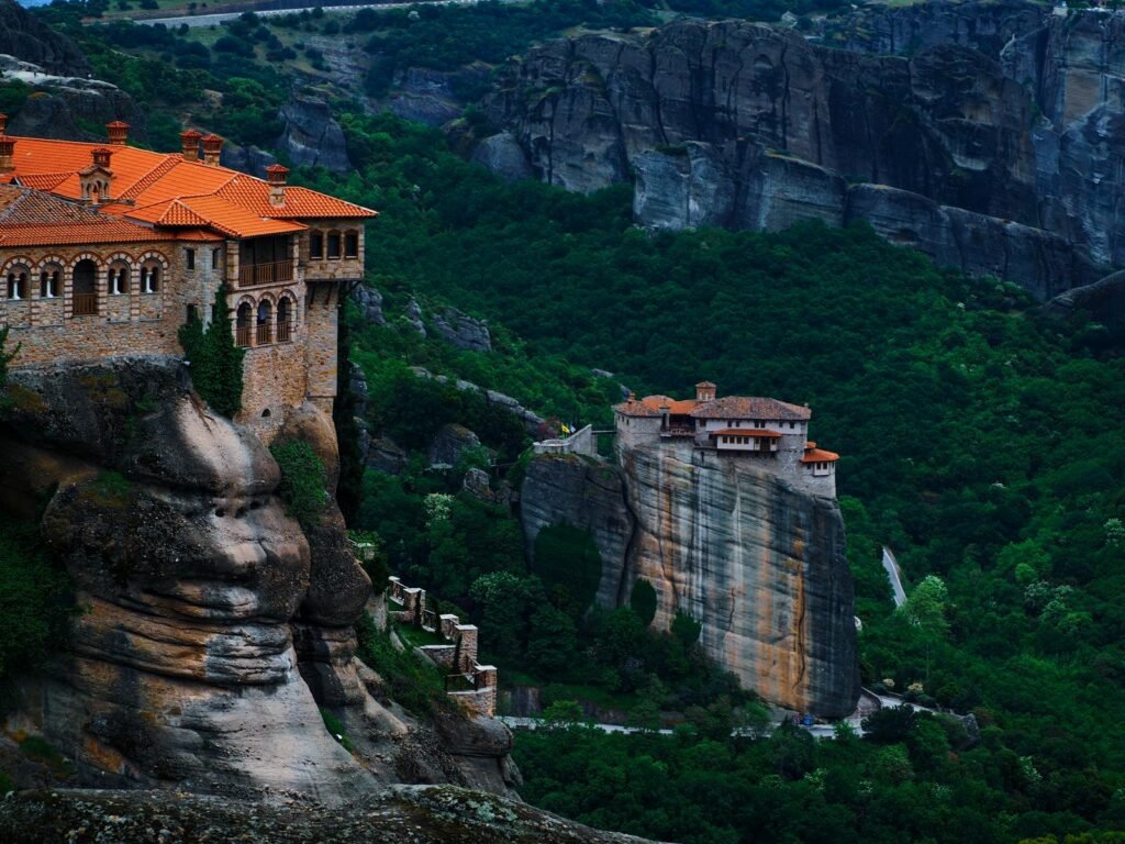 Hi Angle View of Architecture on Rock Formations