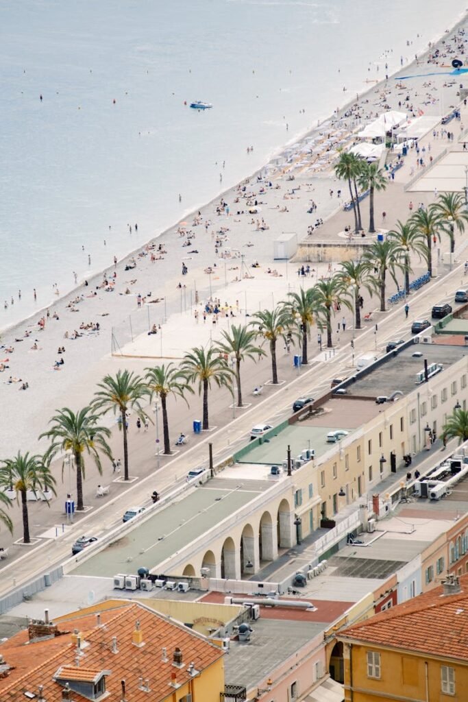 Full of Sunbathing Tourists Ponchettes Beach on the French Riviera