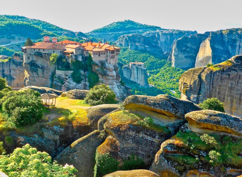 monastery, hilltop, rocky