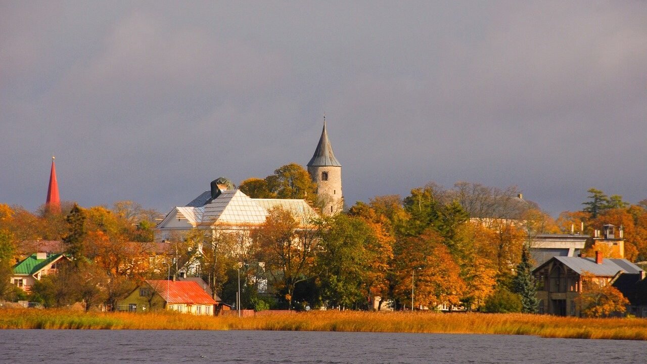 church, city, autumn