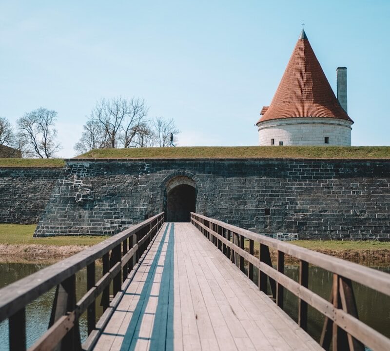 a bridge leading to a building