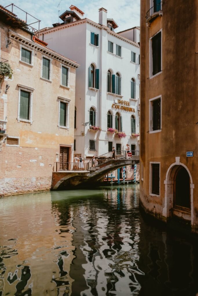 A scenic canal scene of venice.
